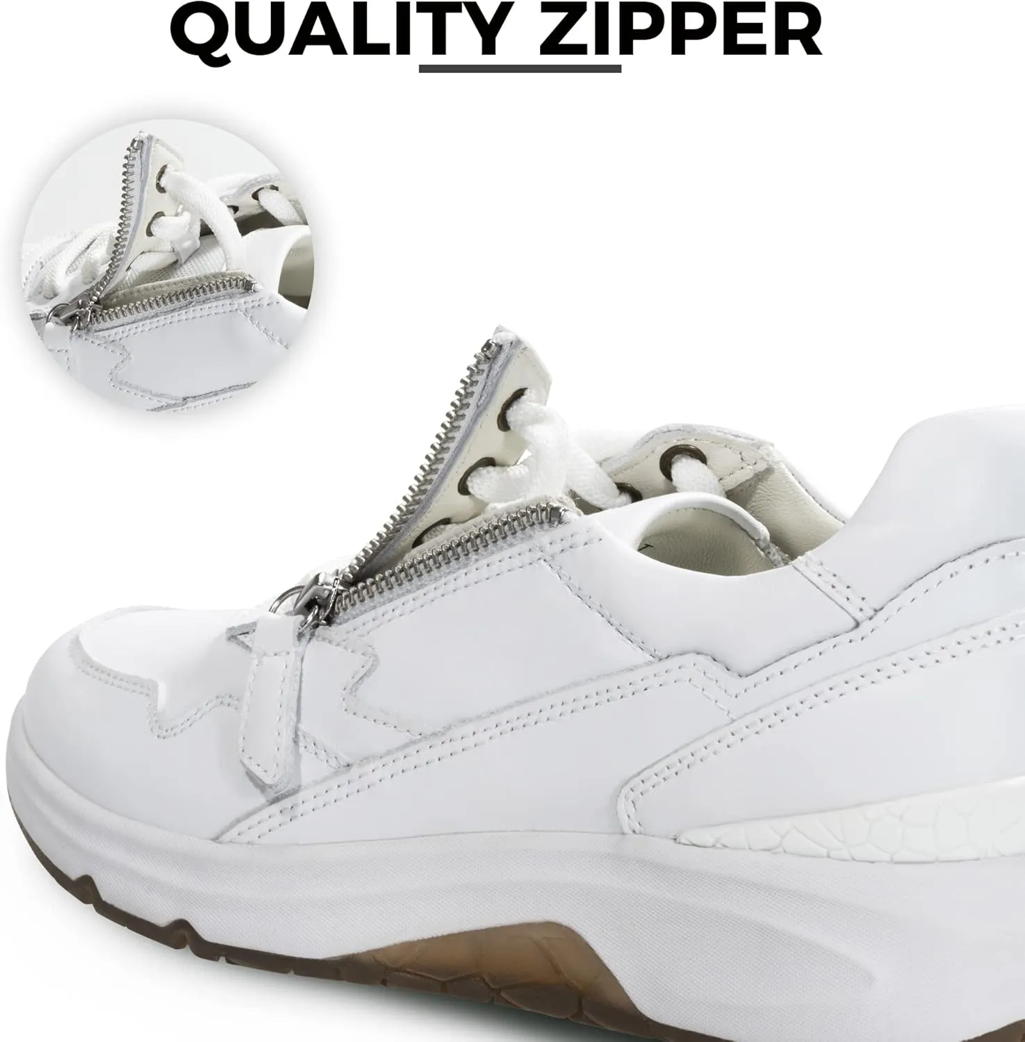 NACARAT Women's Genuine Leather Slip On Walking Shoes Fashion Sneaker with Side Zipper-1