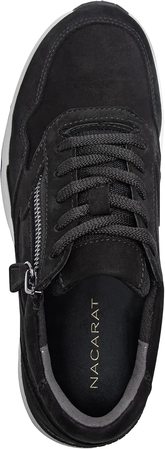 NACARAT Women's Genuine Leather Slip On Walking Shoes Fashion Sneaker with Side Zipper-1