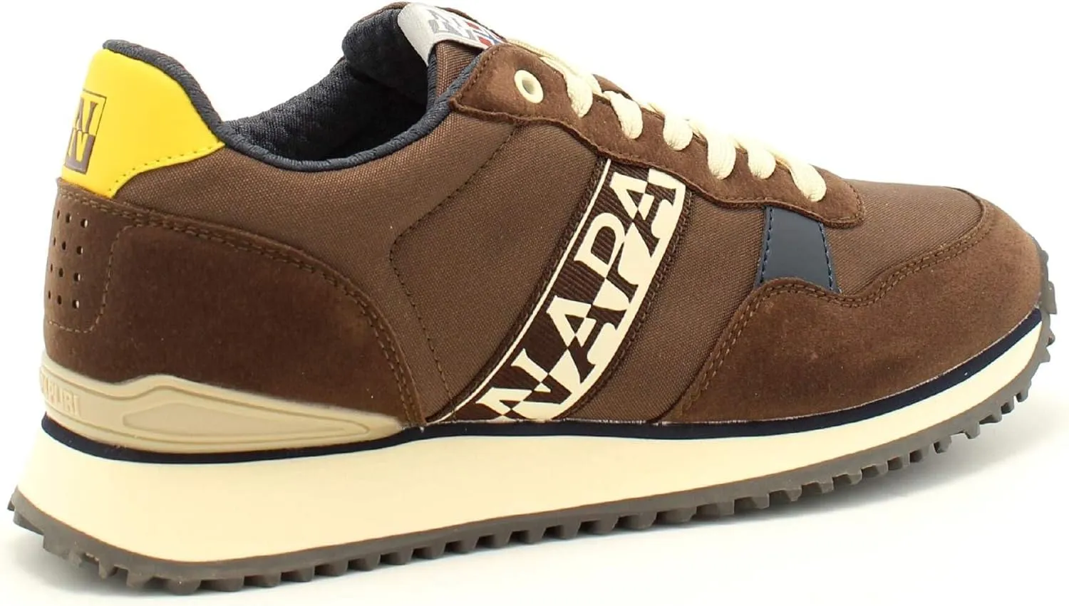 Napapijri Chic Brown Lace-up Sneakers with Contrast Men's Detail
