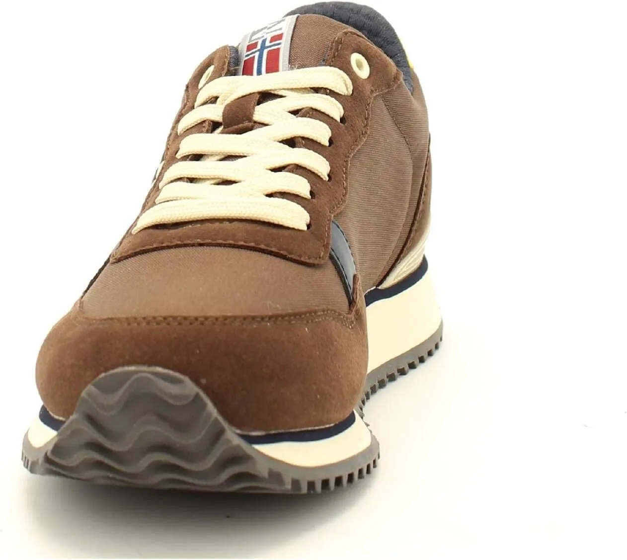 Napapijri Chic Brown Lace-up Sneakers with Contrast Men's Detail