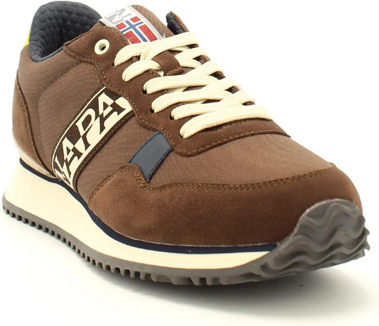 Napapijri Chic Brown Lace-up Sneakers with Contrast Men's Detail