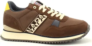 Napapijri Chic Brown Lace-up Sneakers with Contrast Men's Detail