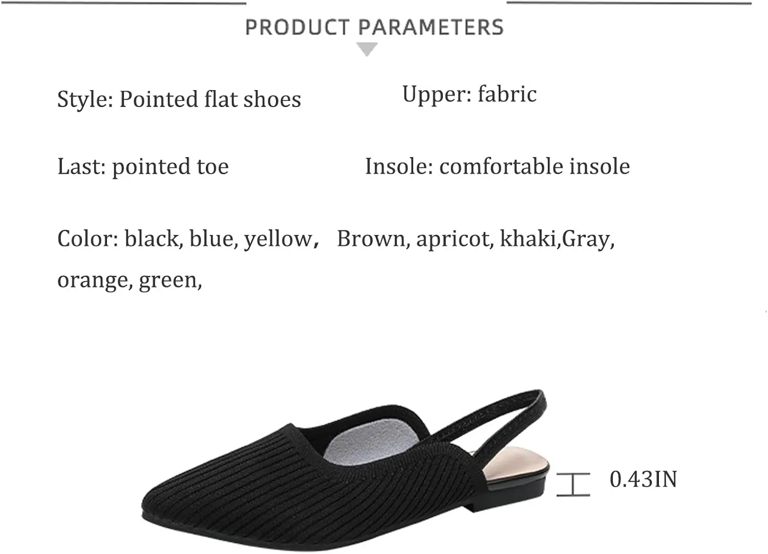 NELSBREXWomen'S Knit Closed Pointed Toe Flat Slip-On Mules Sandals Sexy Breathable Comfort Soft Sole Slingback Flat Shoes with Ankle Strap Casual Formal Work Dress Shoes