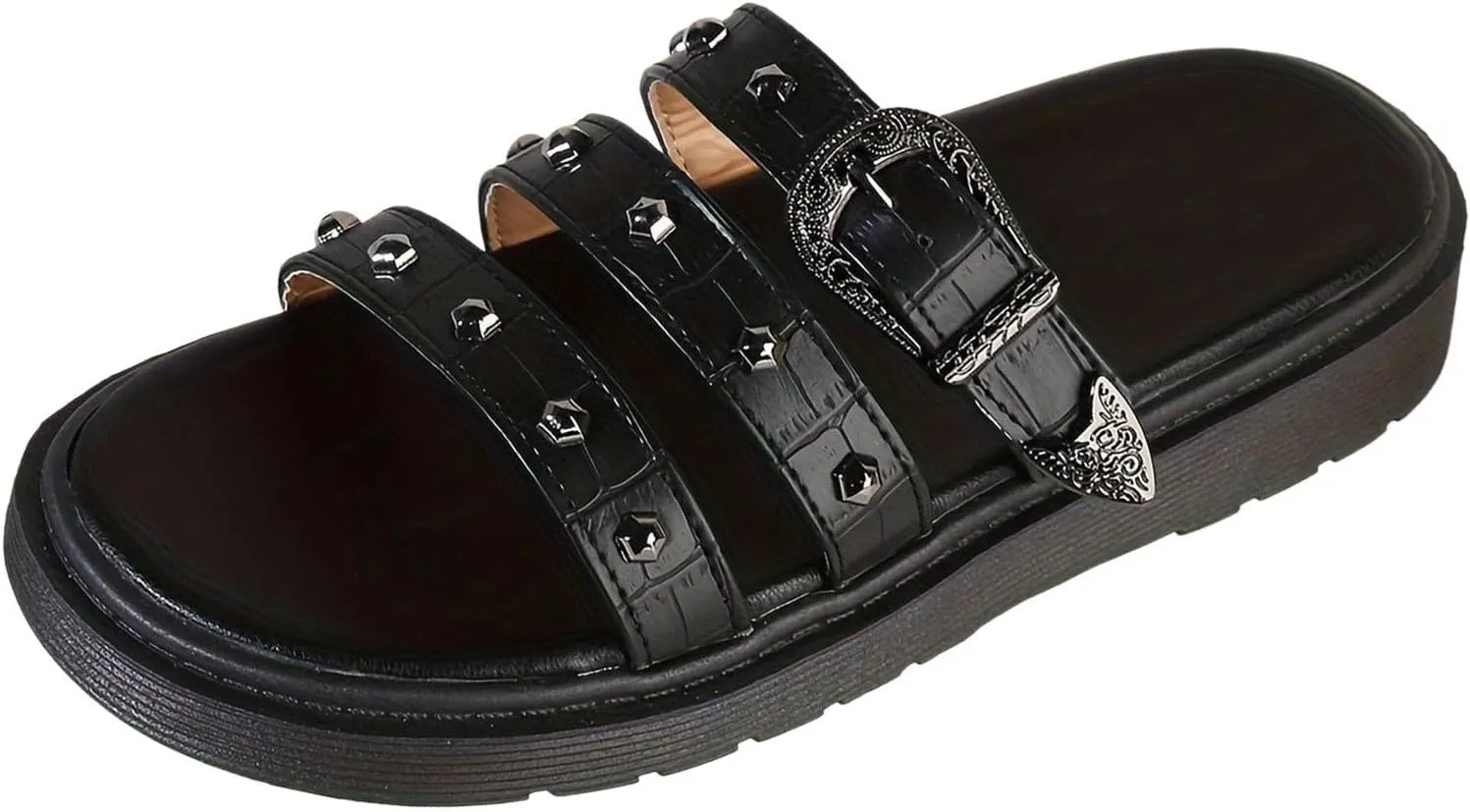New Round Toe Thick Sole Beach Slippers For Women In Large Size Medium Heeled Roman Sandals Womens Outdoor Sandals