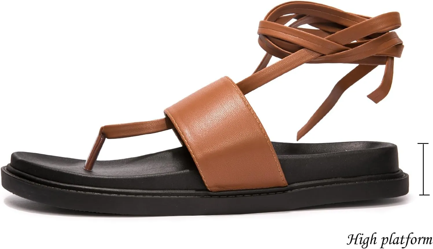 NITTI Women's Flat Sandals, Lace up Sandals, Tie Up Dressy Sandals, PU Open Toe Gladiator Sandals, Casual One Band Ankle Cute Roman Sandals（Black，US 7）