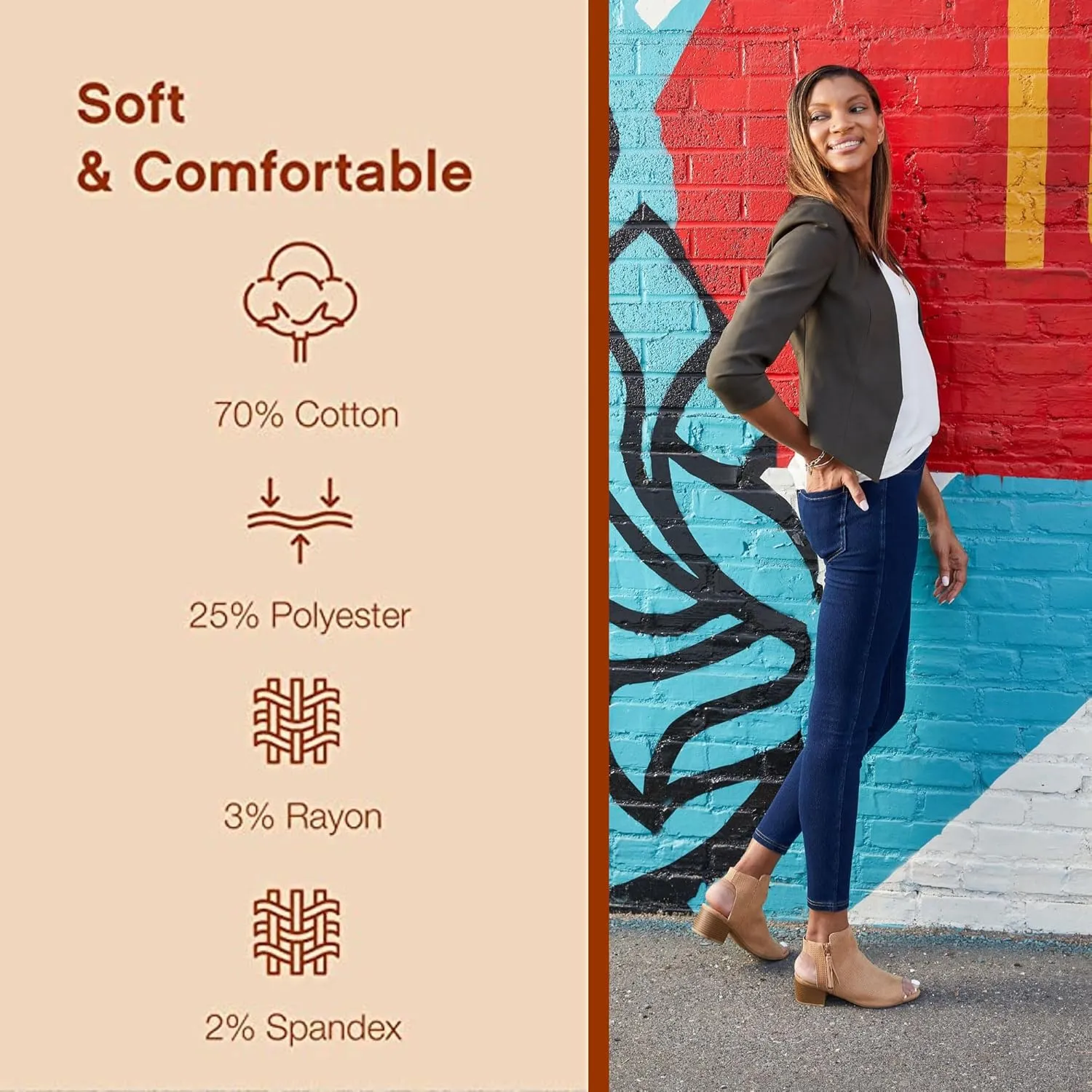 No Nonsense Classic Denim Leggings-Jeggings for Women with Real Back Pockets, High Waisted Stretch Jeans