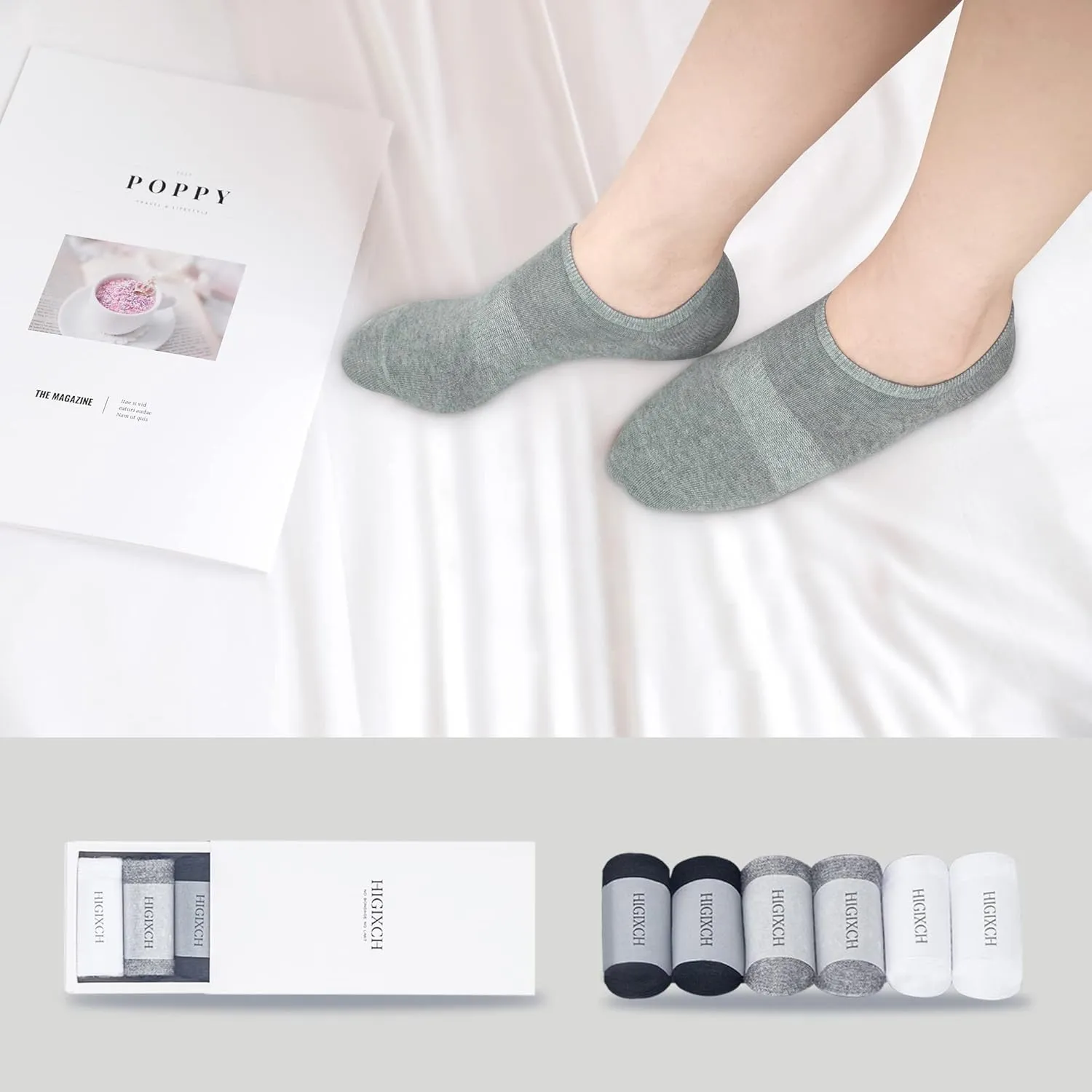 No Show Socks Women Low Cut Invisible Liner Non slip Athletic Boat Socks 6 Pairs