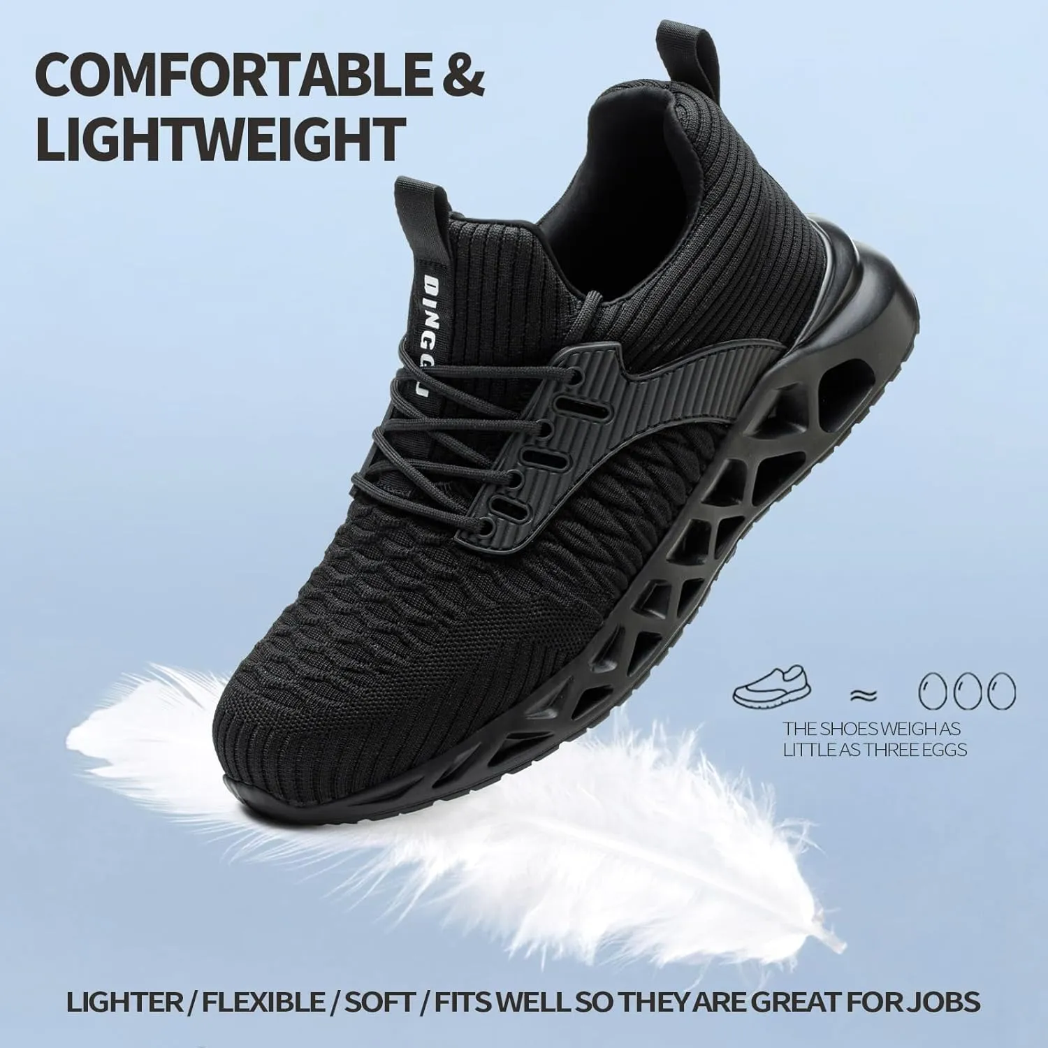 Non Slip Steel Toe Shoes for Men Women Comfortable Work Shoes Lightweight Safety Composite Toe Shoes