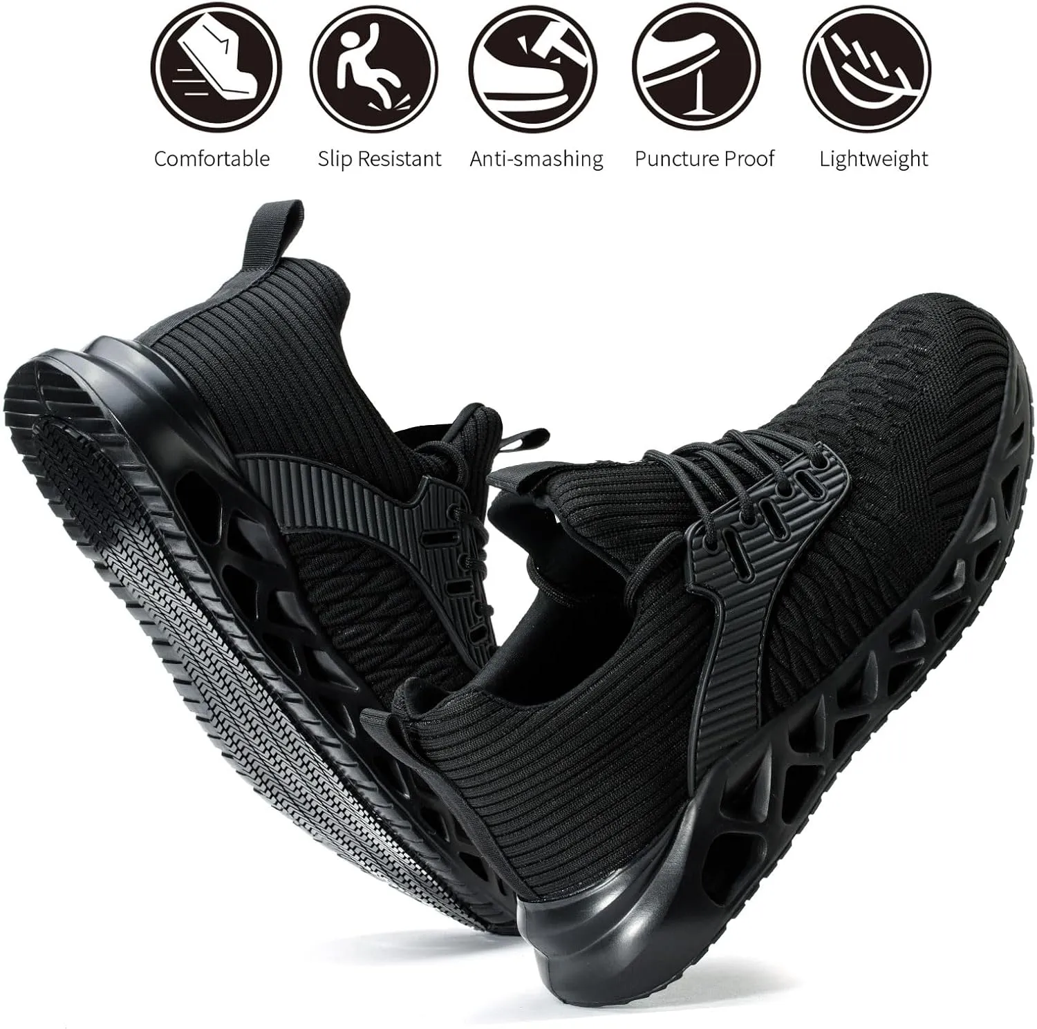 Non Slip Steel Toe Shoes for Men Women Comfortable Work Shoes Lightweight Safety Composite Toe Shoes