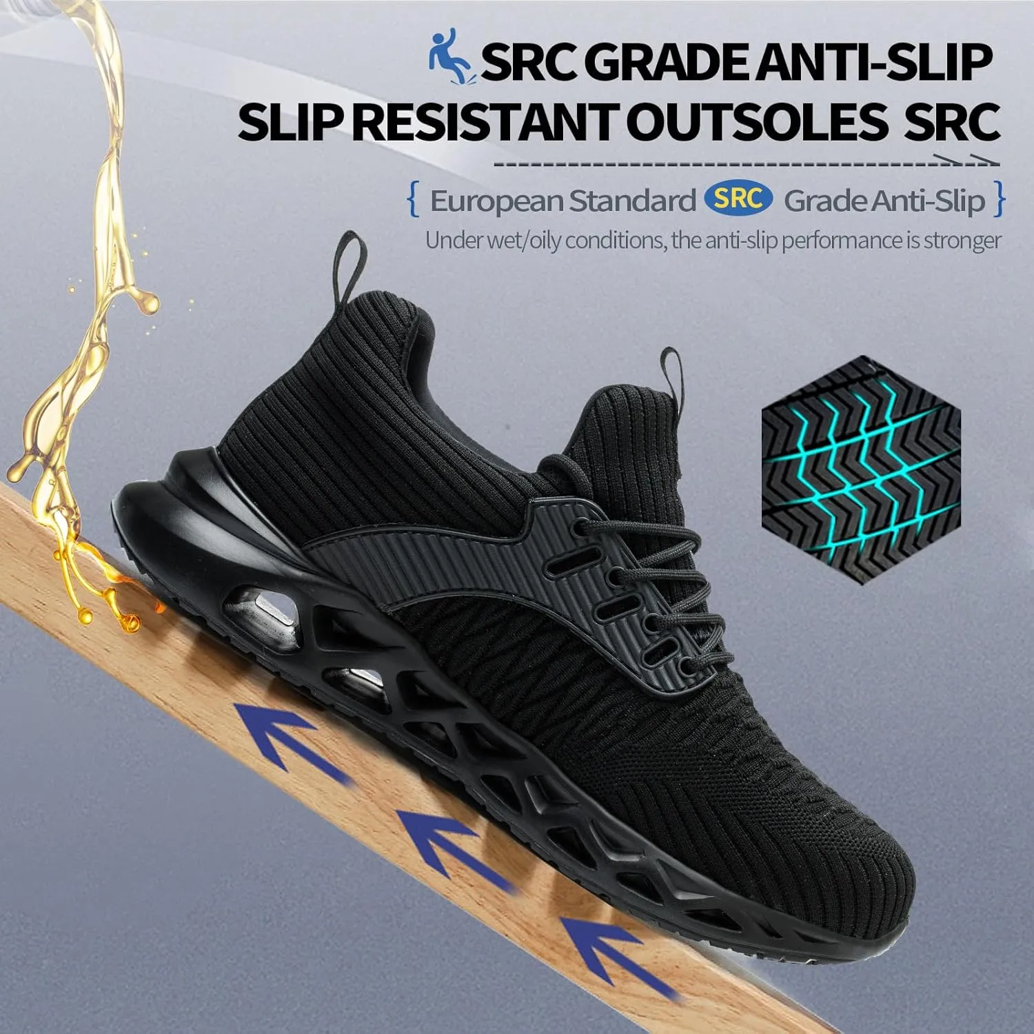 Non Slip Steel Toe Shoes for Men Women Comfortable Work Shoes Lightweight Safety Composite Toe Shoes