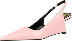 NSNEOND Women's Patent Leather Wedge Stiletto Heels Mules with Ankle Buckle Sexy Pointed Closed Pointed Toe Slip On High Heel Shoes for Wedding Party Dress Shoe