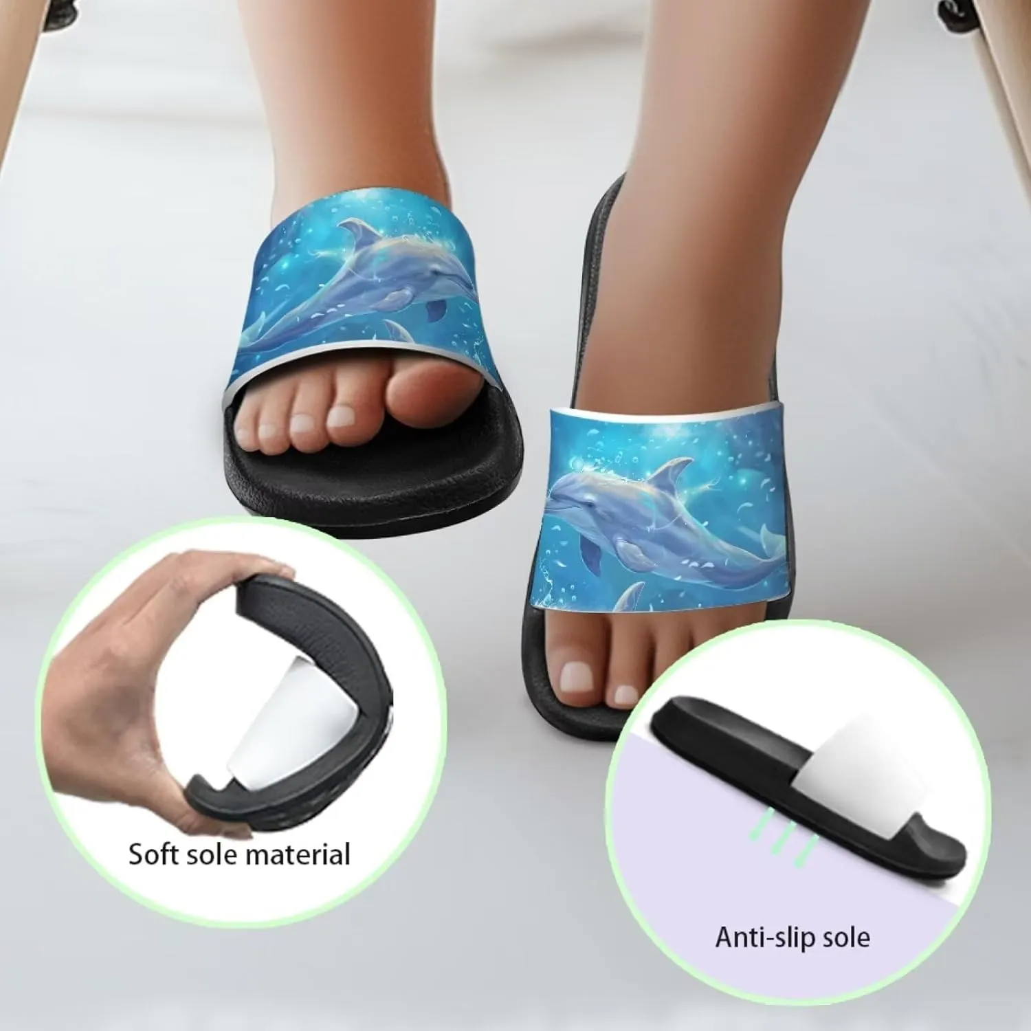 Ocean Animals Slide Sandals for Boys Girsl Cartoon Kids Slides Open Toe Design