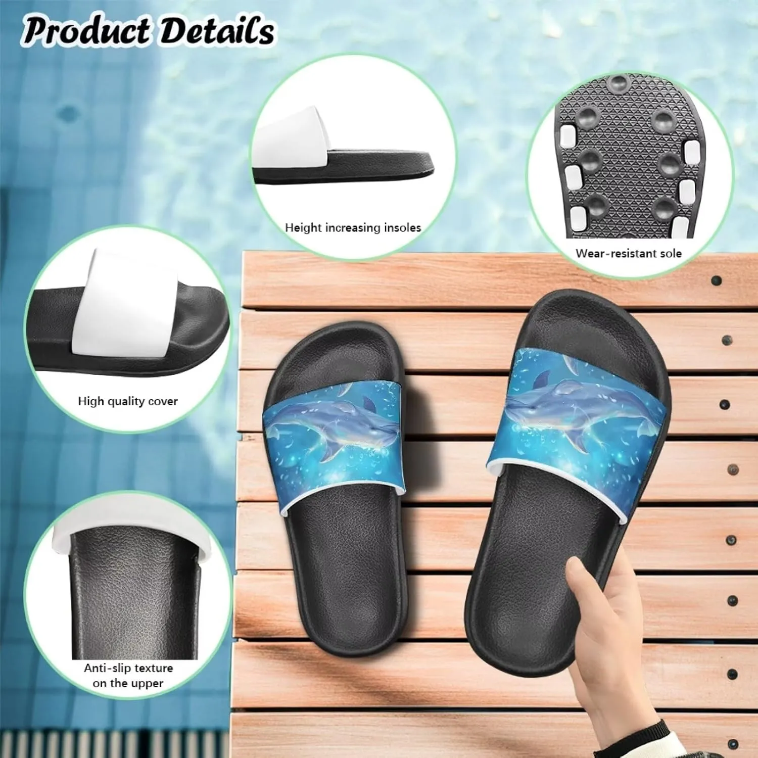 Ocean Animals Slide Sandals for Boys Girsl Cartoon Kids Slides Open Toe Design