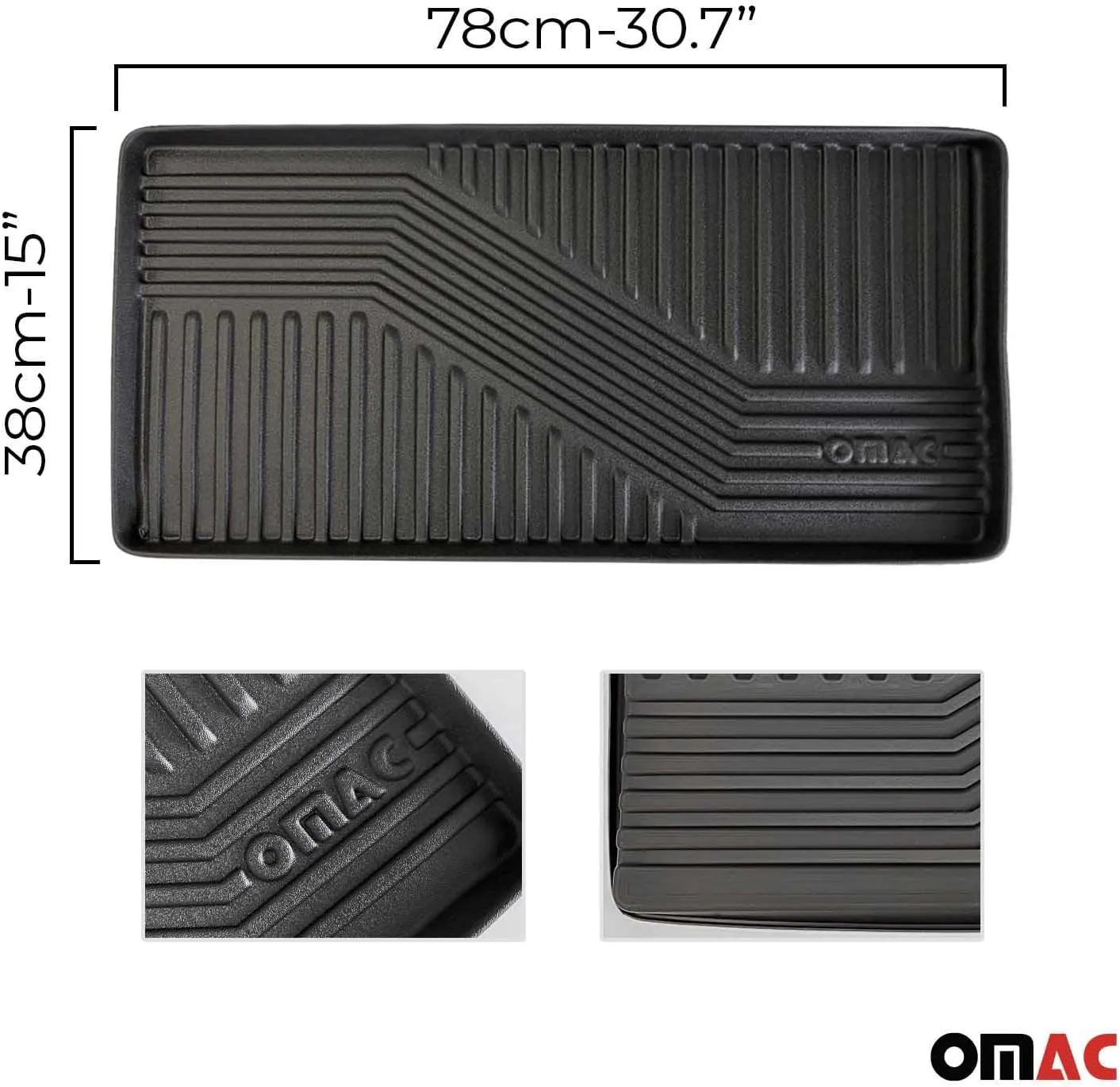 OMAC Multi-Purpose Rubber Boot Tray for Entryway, Durable Under Sink Mat, Shoe Mat and Tray for Shoes and Boots, 31"x15"