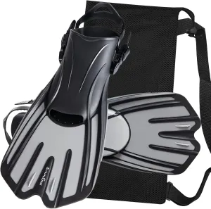 OMGear Swim Fins Short Snorkel Fins Dive Flippers for Lap Swimming Snorkeling Diving Pool Activities Travel Size with Mesh Bag for Adult Men Women