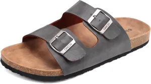 ONCAI Mens Sandals,Beach Slides Cork Footbed Slippers with Adjustable Buckle Straps Size 7-13