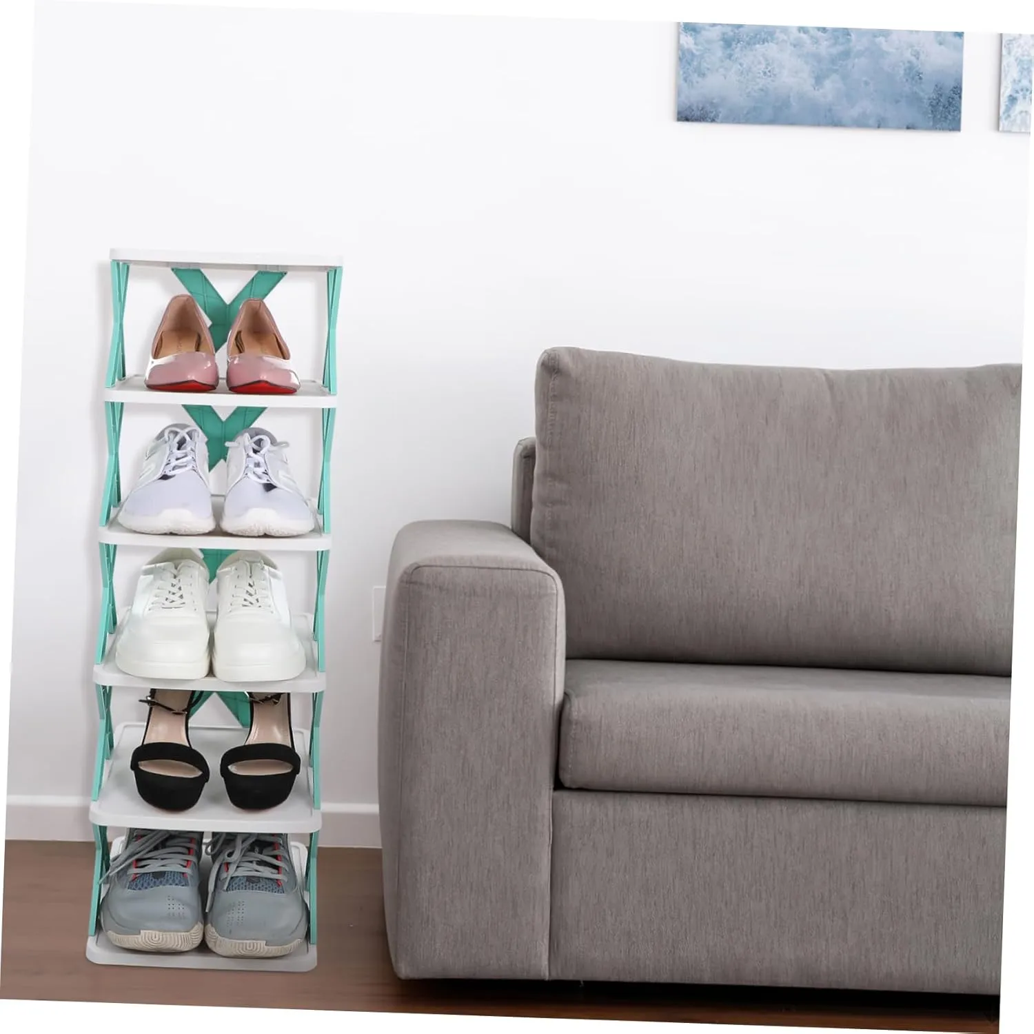 Organizer Rack for Shoes Tall and Narrow Shelf Space-Saving Storage Rack Multi-Functional for Shoes Boots Bags