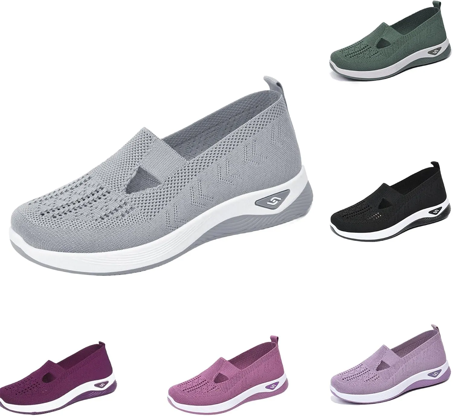 Ortho Stretch Cushion Sneakers for Women Woven Orthopedic Breathable Soft Shoes Slip On Arch Support Walking Shoes Mesh Slip On Sneakers Unisex Non-Slip Healthy Pro Barefoot Shoe