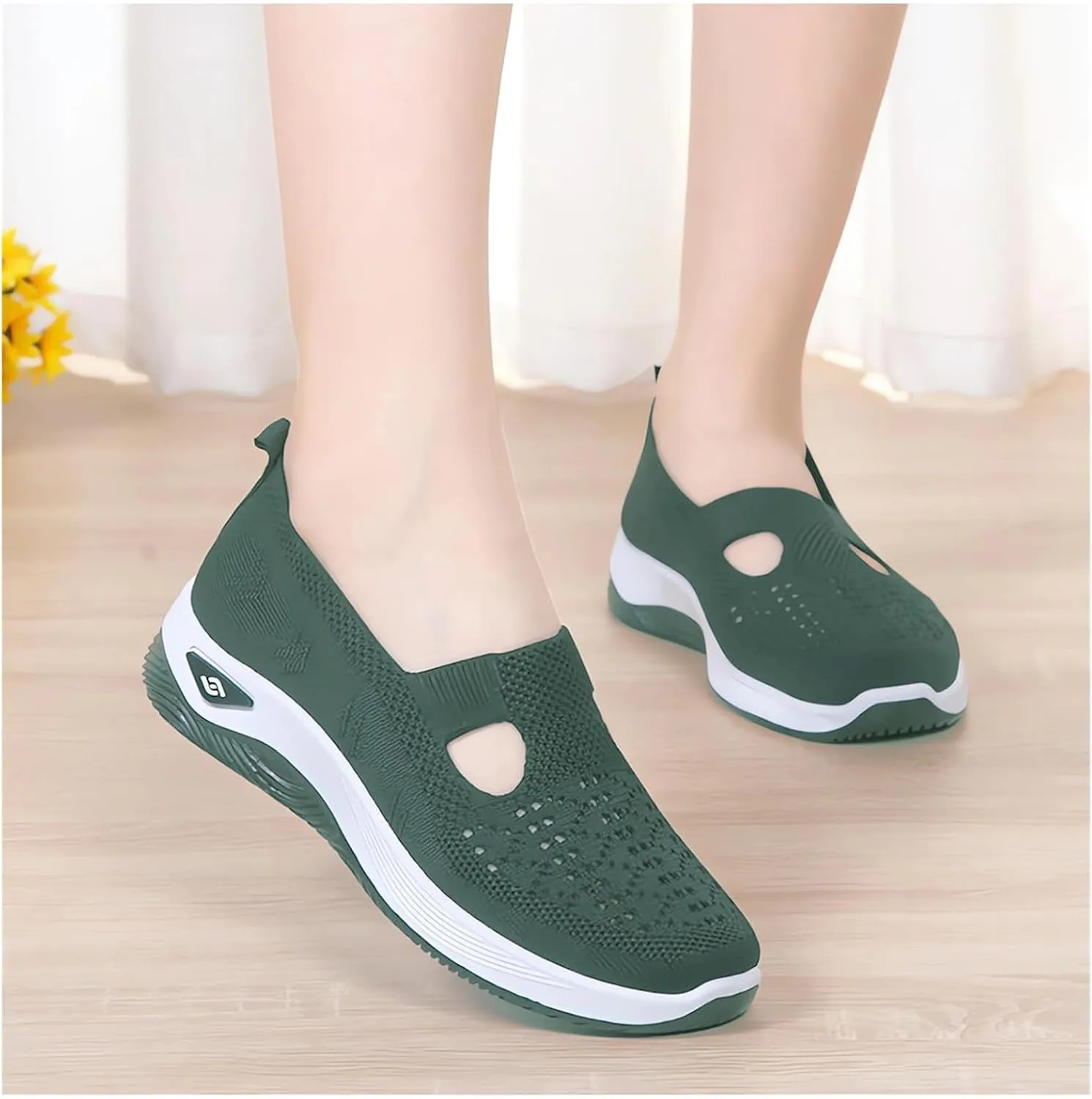Ortho Stretch Cushion Sneakers for Women Woven Orthopedic Breathable Soft Shoes Slip On Arch Support Walking Shoes Mesh Slip On Sneakers Unisex Non-Slip Healthy Pro Barefoot Shoe