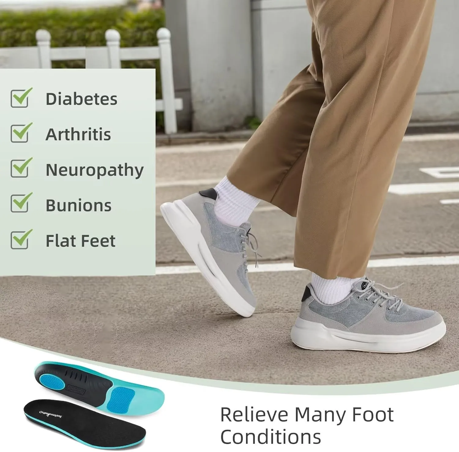 OrthoComfoot Men's Orthopedic Fashion Sneakers for Plantar Fasciitis: Comfortable Walking Shoes with Arch Support, Casual Cushion Orthotic Shoes for Foot and Heel Pain Relief