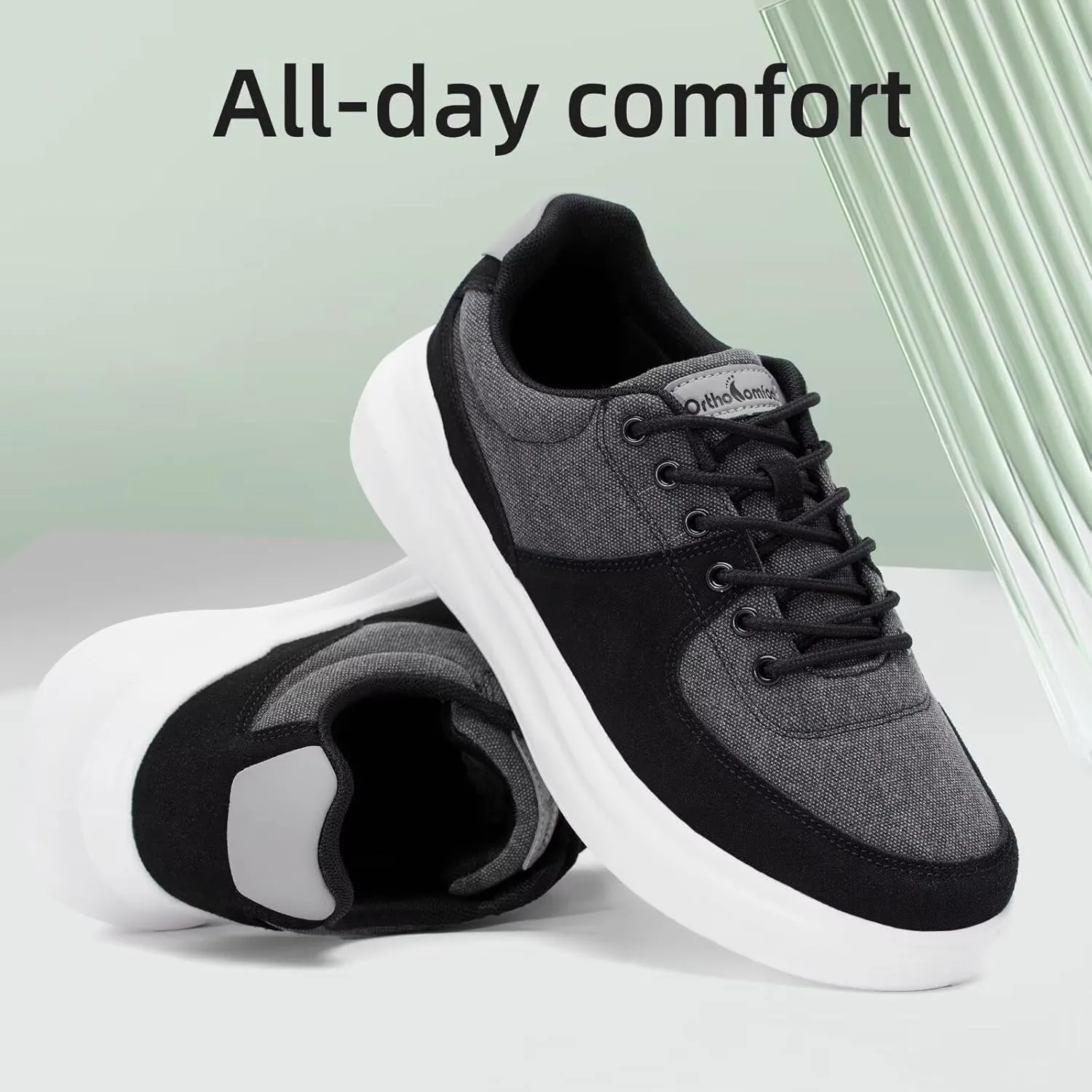 OrthoComfoot Men's Orthopedic Fashion Sneakers for Plantar Fasciitis: Comfortable Walking Shoes with Arch Support, Casual Cushion Orthotic Shoes for Foot and Heel Pain Relief
