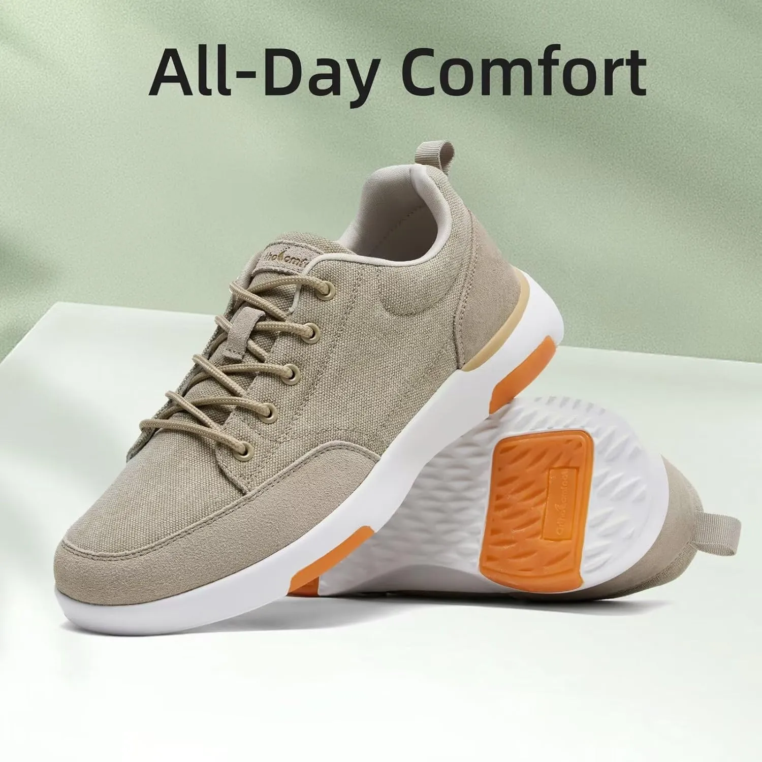 OrthoComfoot Men's Orthopedic Walking Shoes with Arch Support: Comfortable Cushioned Shoes for Plantar Fasciitis Relief, Breathable Orthotic Fashion Sneakers for Foot and Heel Pain