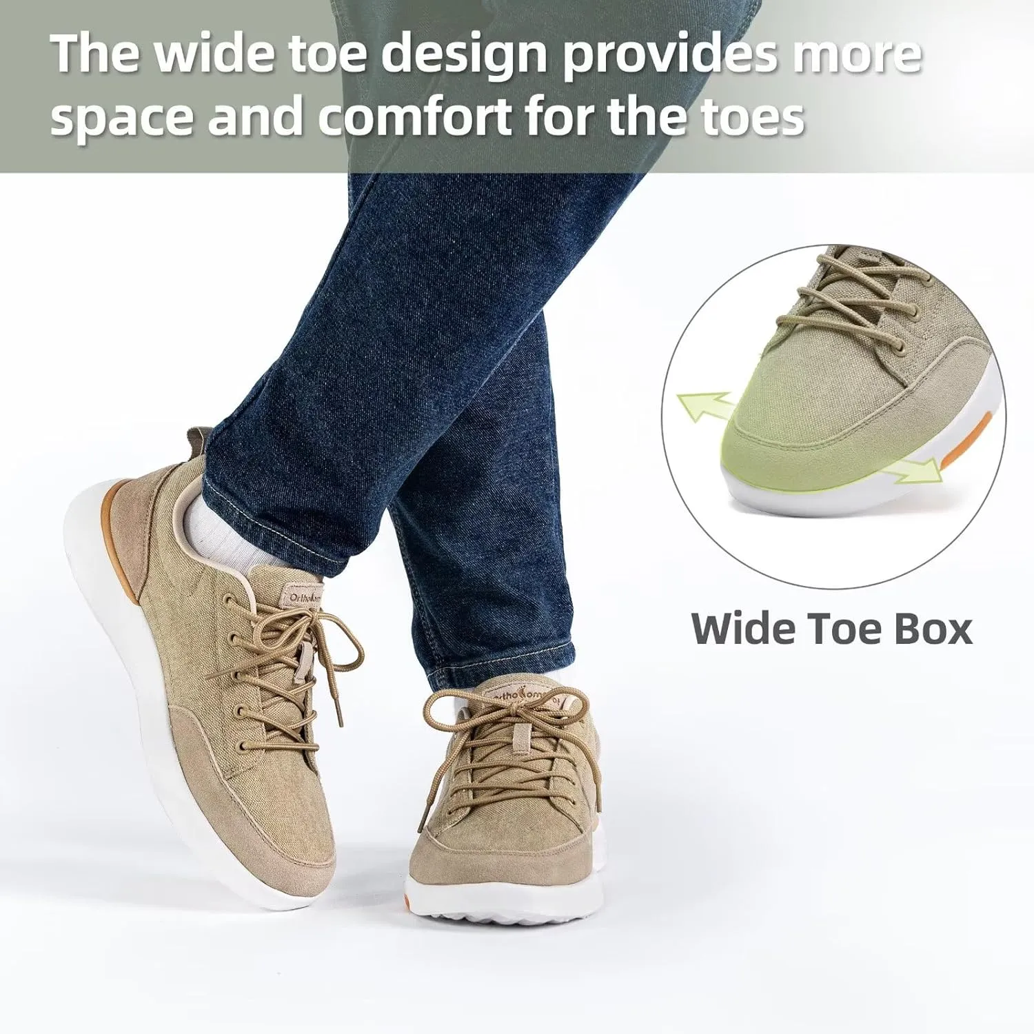 OrthoComfoot Men's Orthopedic Walking Shoes with Arch Support: Comfortable Cushioned Shoes for Plantar Fasciitis Relief, Breathable Orthotic Fashion Sneakers for Foot and Heel Pain