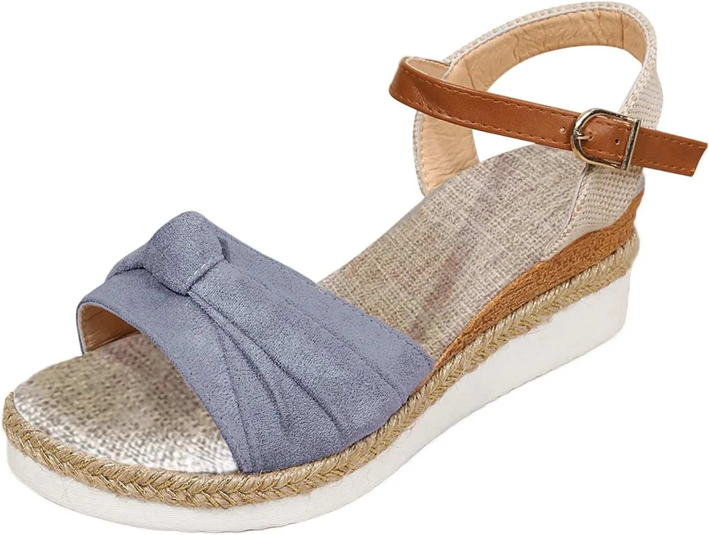 Orthopedic Platform Wedge Sandals for Women Summer Dressy 2025 New Bowknot Open Toe Ankle Strap Hemp Rope Sandal Comfortable Beach Slip on Slides
