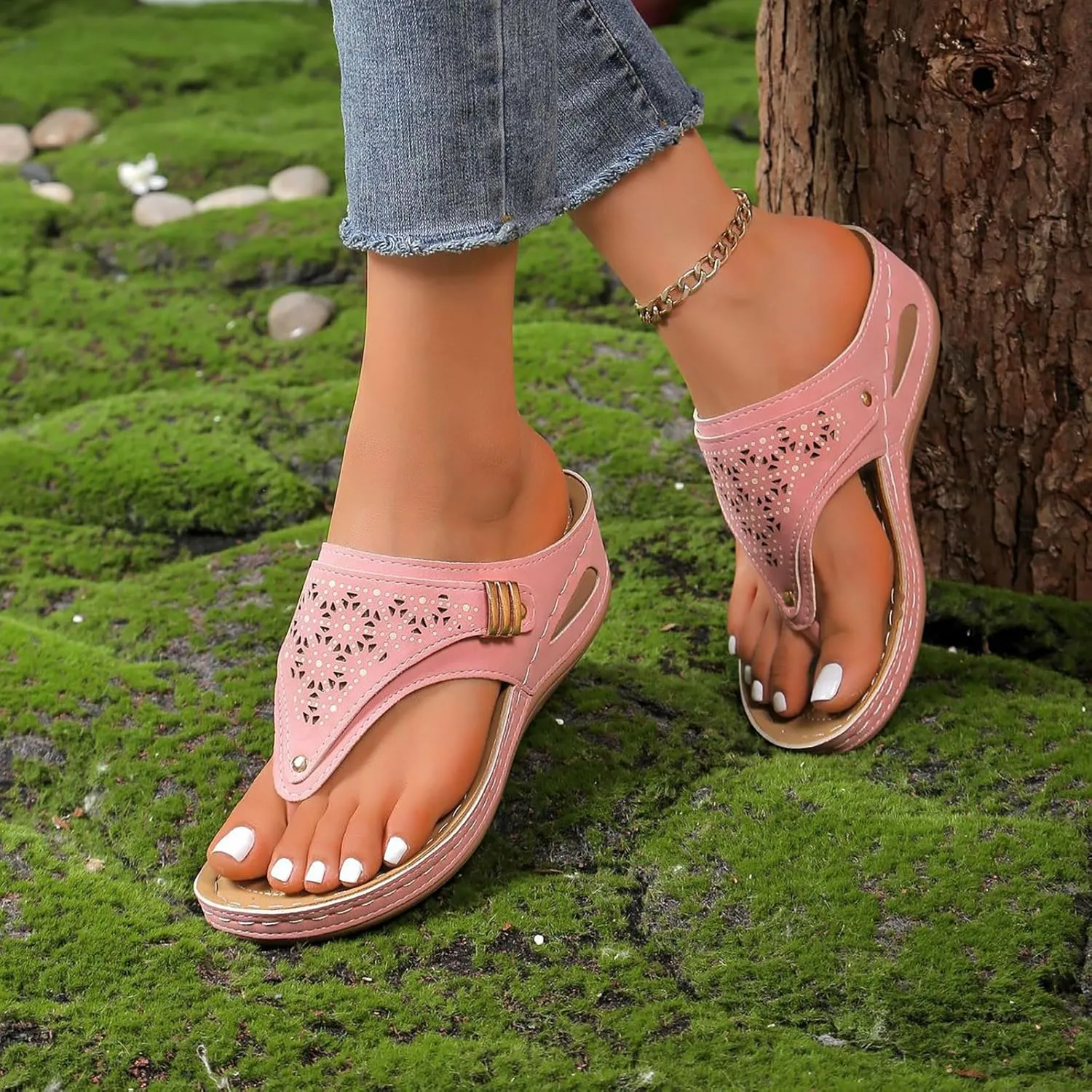 Orthopedic Sandals for Women - Arch Support Wedge Flip Flops, Summer 2025 Comfortable Dressy Casual Beach Slippers