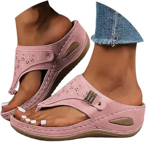 Orthopedic Sandals for Women - Arch Support Wedge Flip Flops, Summer 2025 Comfortable Dressy Casual Beach Slippers