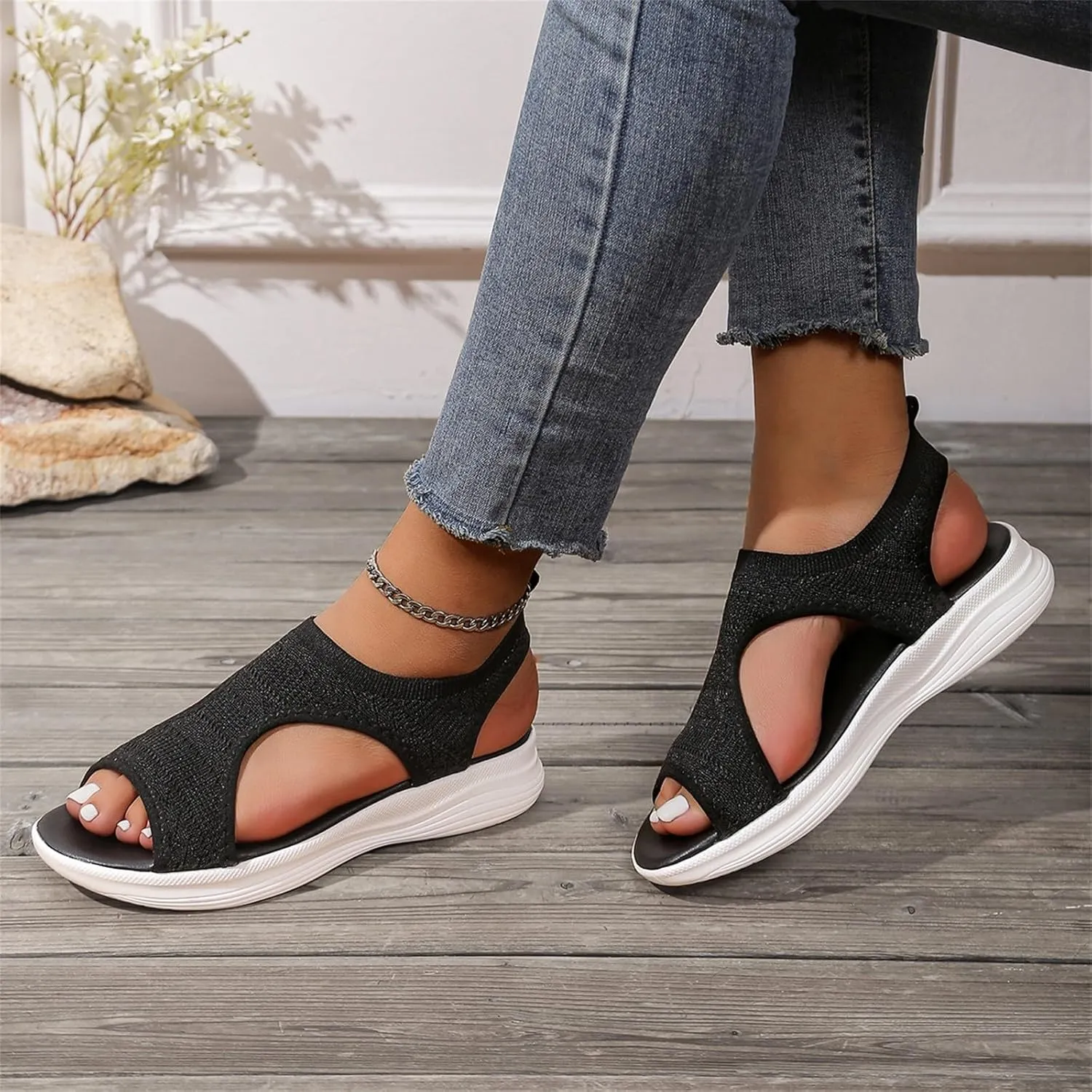 Orthopedic Sandals for Women Comfortable Walking Wedges Casual Open Toe Mesh Breathable Slip on Shoes Beach Slides