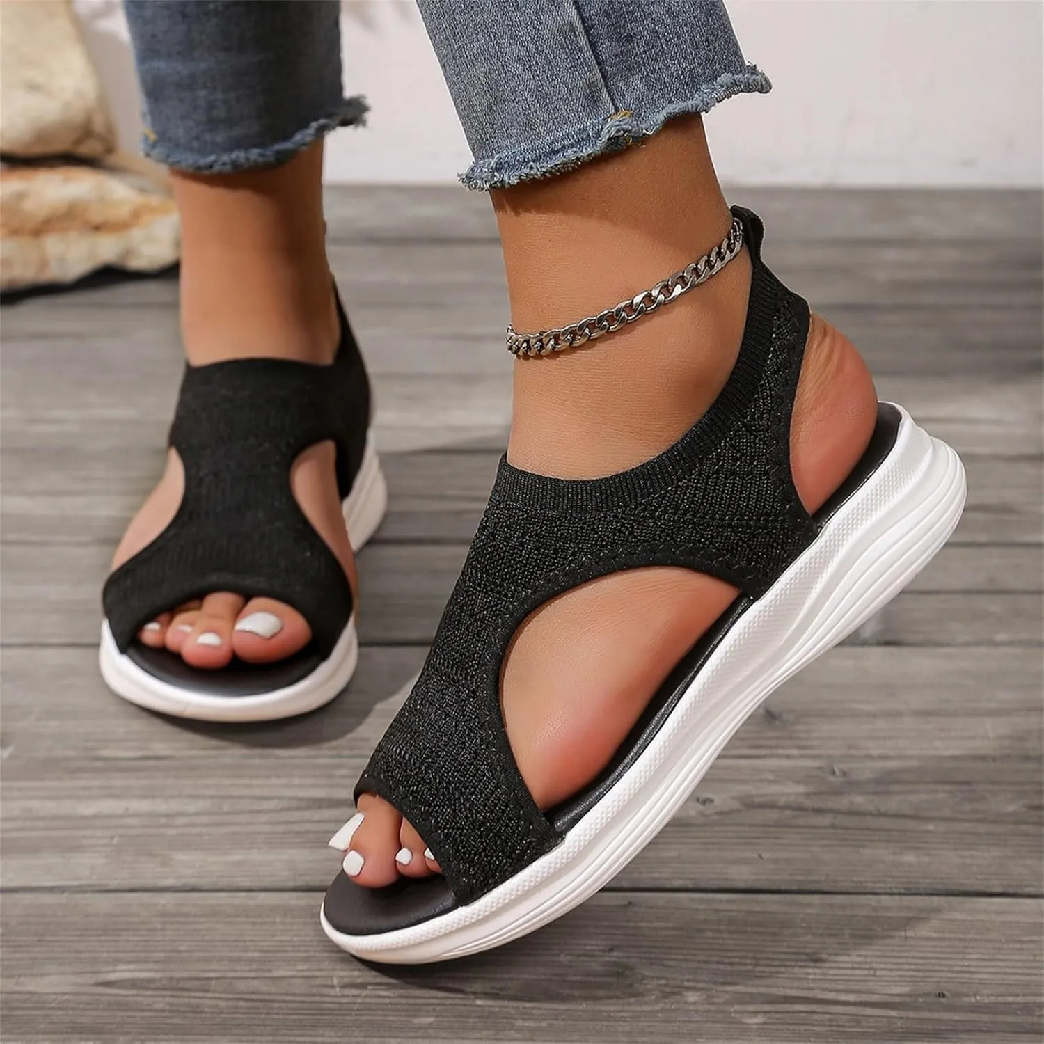 Orthopedic Sandals for Women Comfortable Walking Wedges Casual Open Toe Mesh Breathable Slip on Shoes Beach Slides