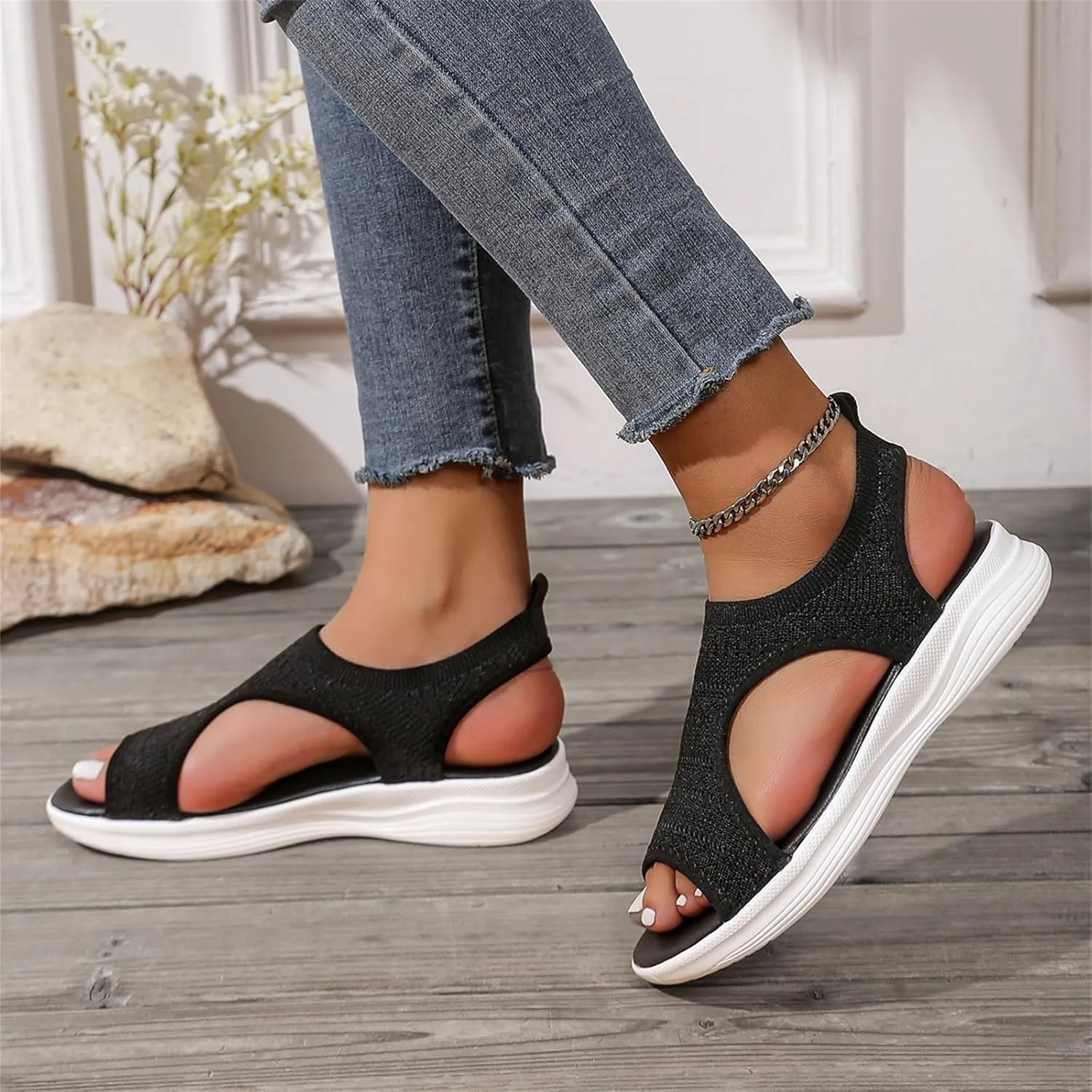 Orthopedic Sandals for Women Comfortable Walking Wedges Casual Open Toe Mesh Breathable Slip on Shoes Beach Slides