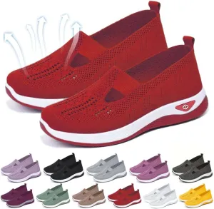 Orthopedic Shoes for Women Mesh Walking Shoes Breathable Non-Slip Slip On Loafers Lightweight Memory Foam Flat Sneakers