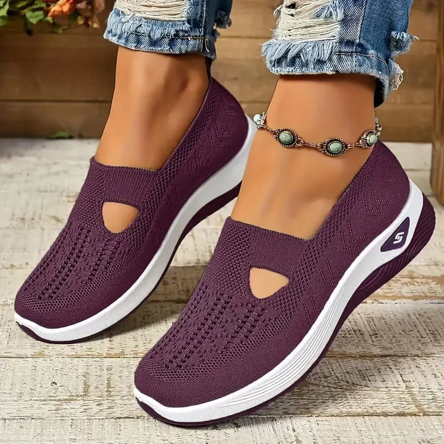 Orthopedic Walking Shoes for Women,2025 New Orthowalkway Womens Shoes,Woven Orthopedic Breathable Walking Sneaker Non-Slip Arch Support Slip on Shoes