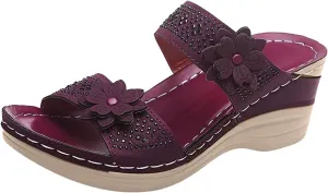 Orthotic Sandals for Women Wide Flip Flops Beach Non Slip Wide Width Wedge Sandal Plus Size Arch Support Women Comfort Orthopedic Knit Flip Flop Shoe Sandalias Ortopedicas De Mujer