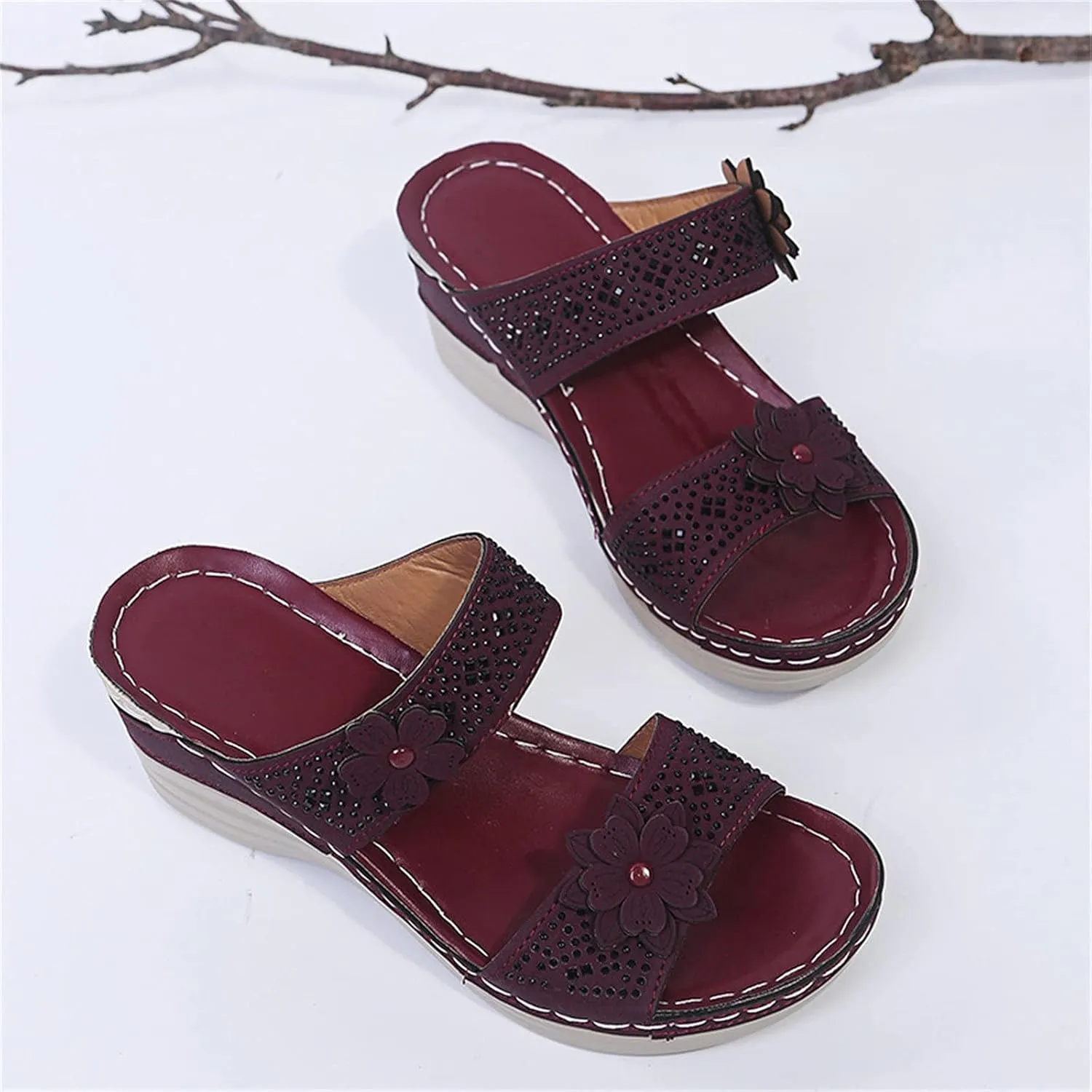 Orthotic Sandals for Women Wide Flip Flops Beach Non Slip Wide Width Wedge Sandal Plus Size Arch Support Women Comfort Orthopedic Knit Flip Flop Shoe Sandalias Ortopedicas De Mujer