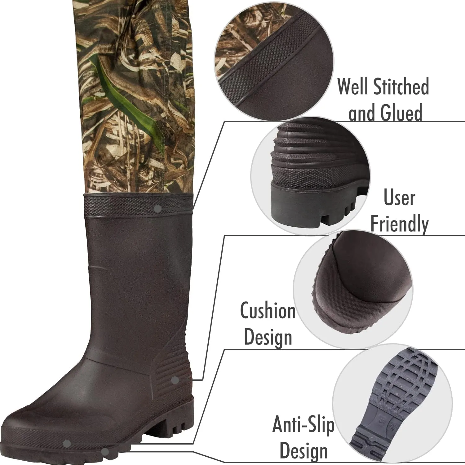 OXYVAN Chest Waders with Boots for Men & Women, Nylon/PVC Lightweight Fishing Wader with Boots Hanger