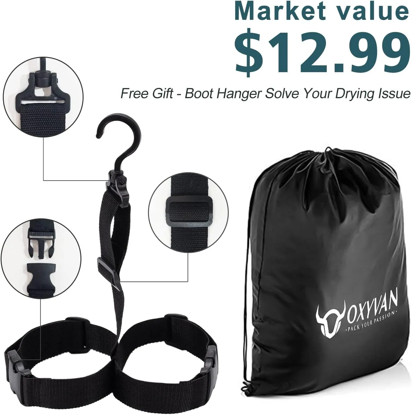 OXYVAN Chest Waders with Boots for Men & Women, Nylon/PVC Lightweight Fishing Wader with Boots Hanger