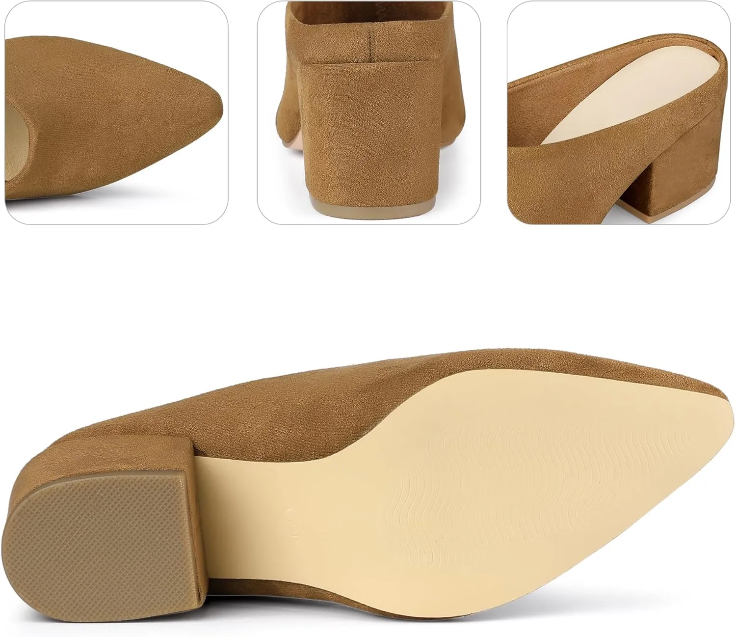 Perphy Chunky Heels Pointed Toe Slip on Slide Mules for Women
