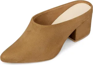 Perphy Chunky Heels Pointed Toe Slip on Slide Mules for Women