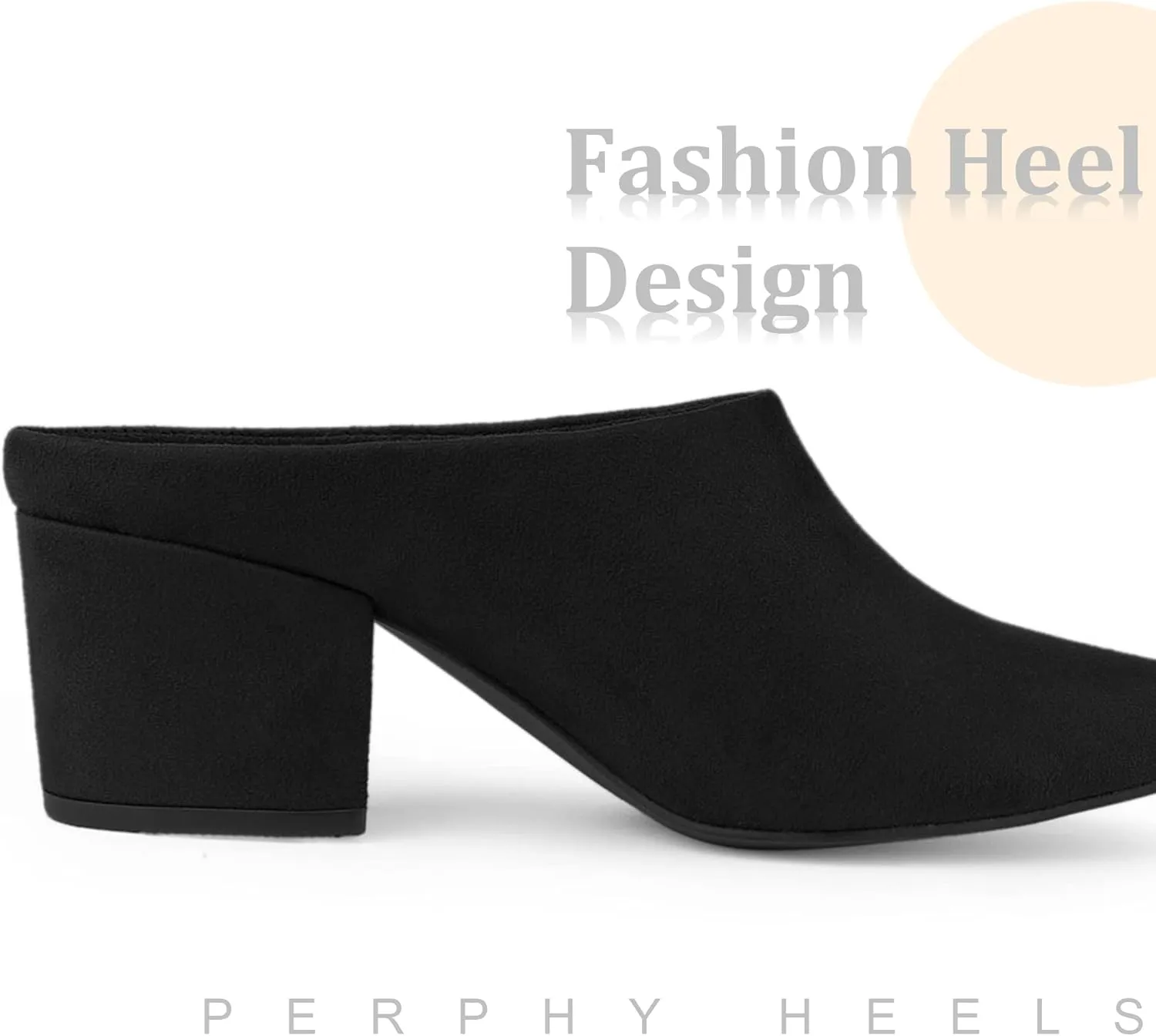 Perphy Chunky Heels Pointed Toe Slip on Slide Mules for Women