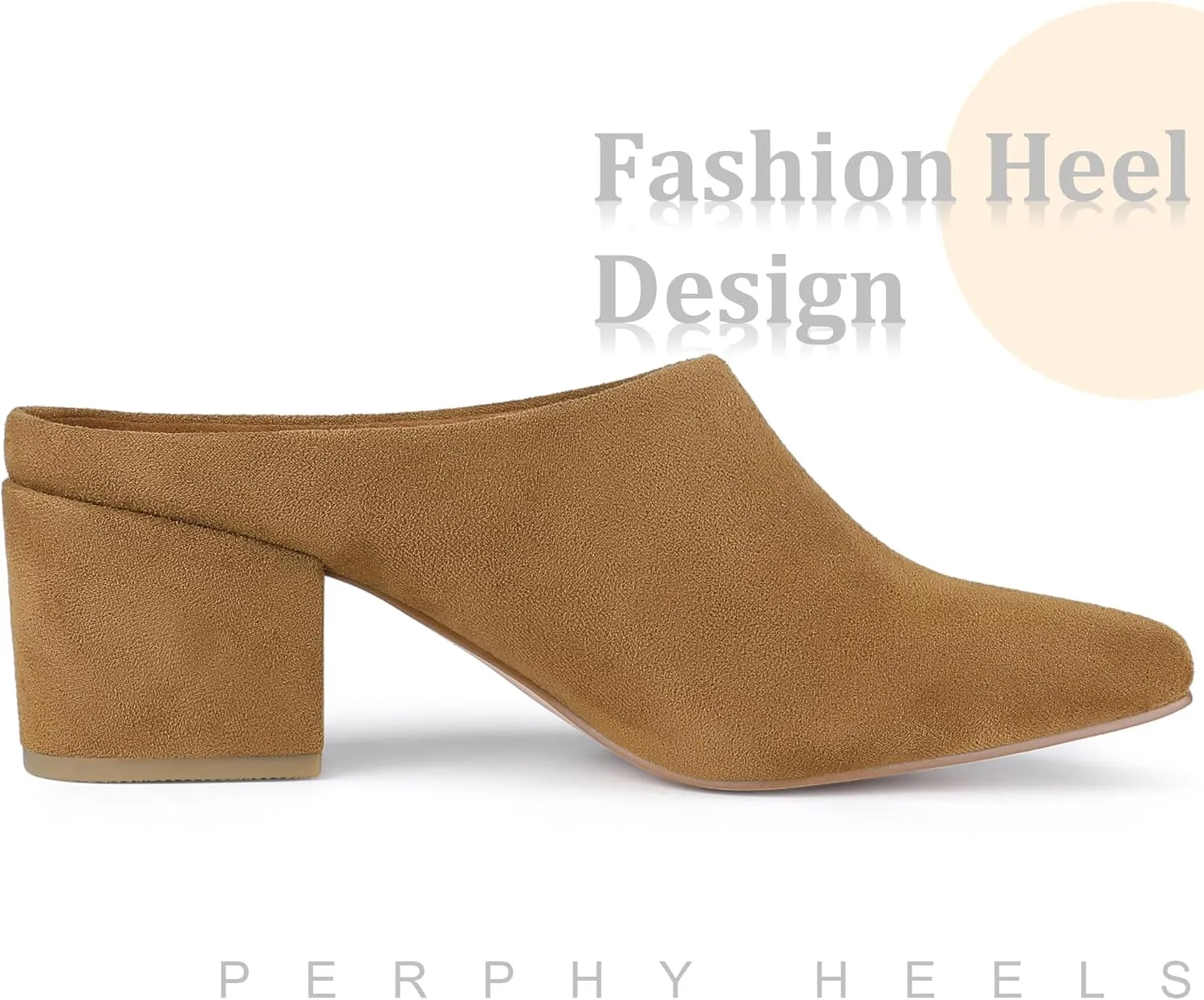 Perphy Chunky Heels Pointed Toe Slip on Slide Mules for Women