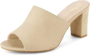 Perphy Slip on Chunky Heels Mules Slide Sandals for Women