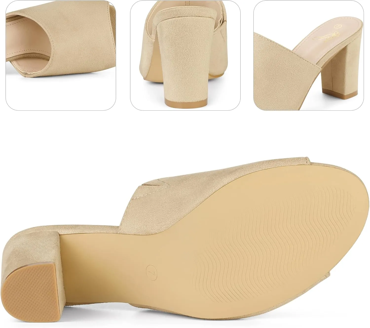 Perphy Slip on Chunky Heels Mules Slide Sandals for Women