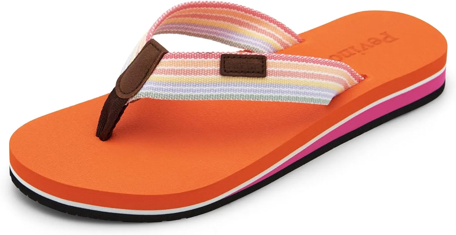 Pevino Women's Orthotic Flip Flops,Casual Comfortable Yoga Mat Thong Sandal with Arch Support