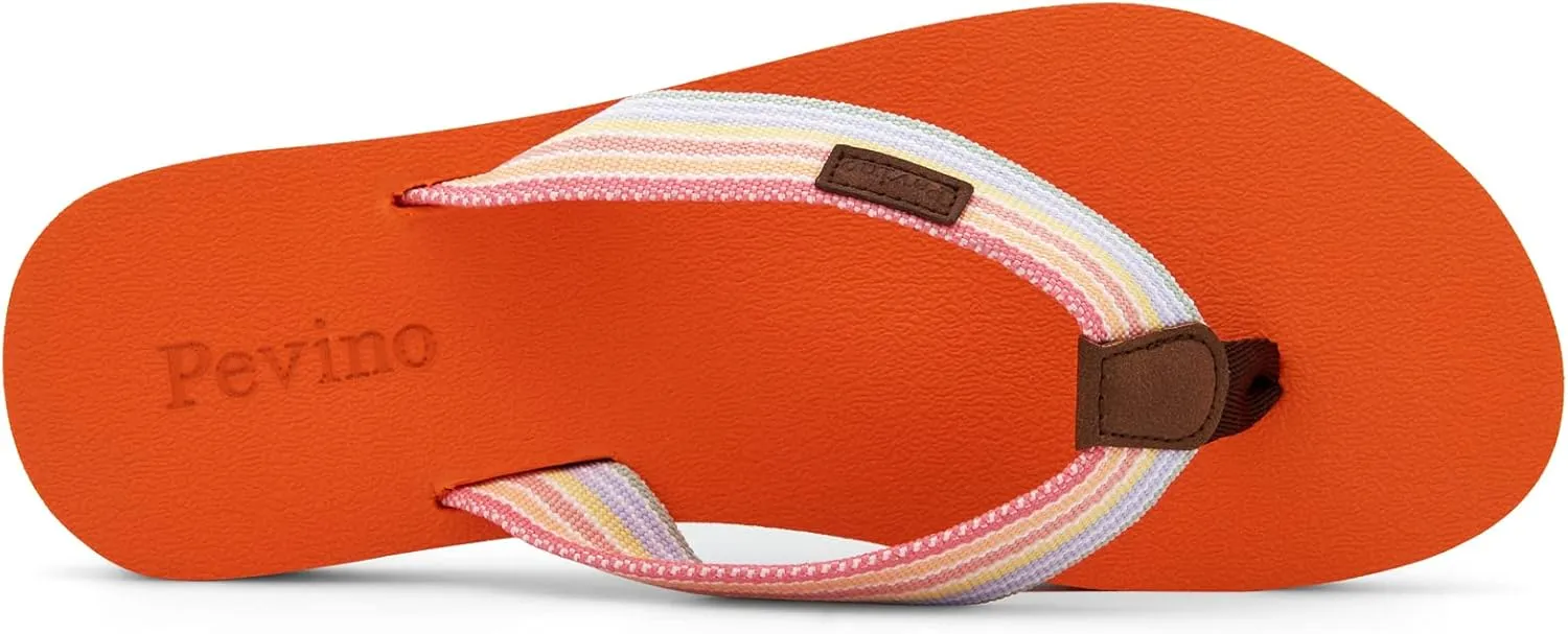 Pevino Women's Orthotic Flip Flops,Casual Comfortable Yoga Mat Thong Sandal with Arch Support
