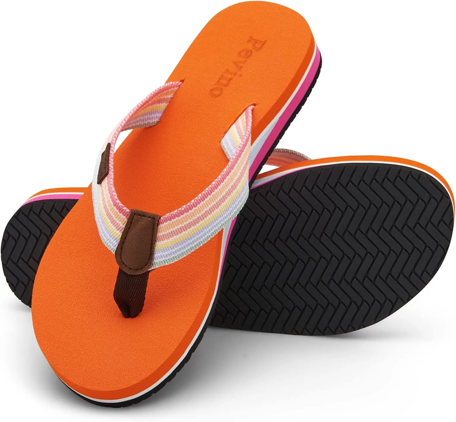 Pevino Women's Orthotic Flip Flops,Casual Comfortable Yoga Mat Thong Sandal with Arch Support