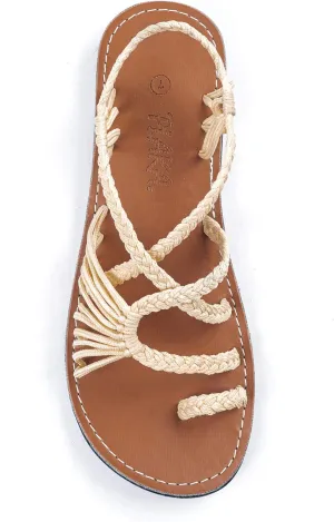 Plaka Flat Sandals for Women Palm Leaf