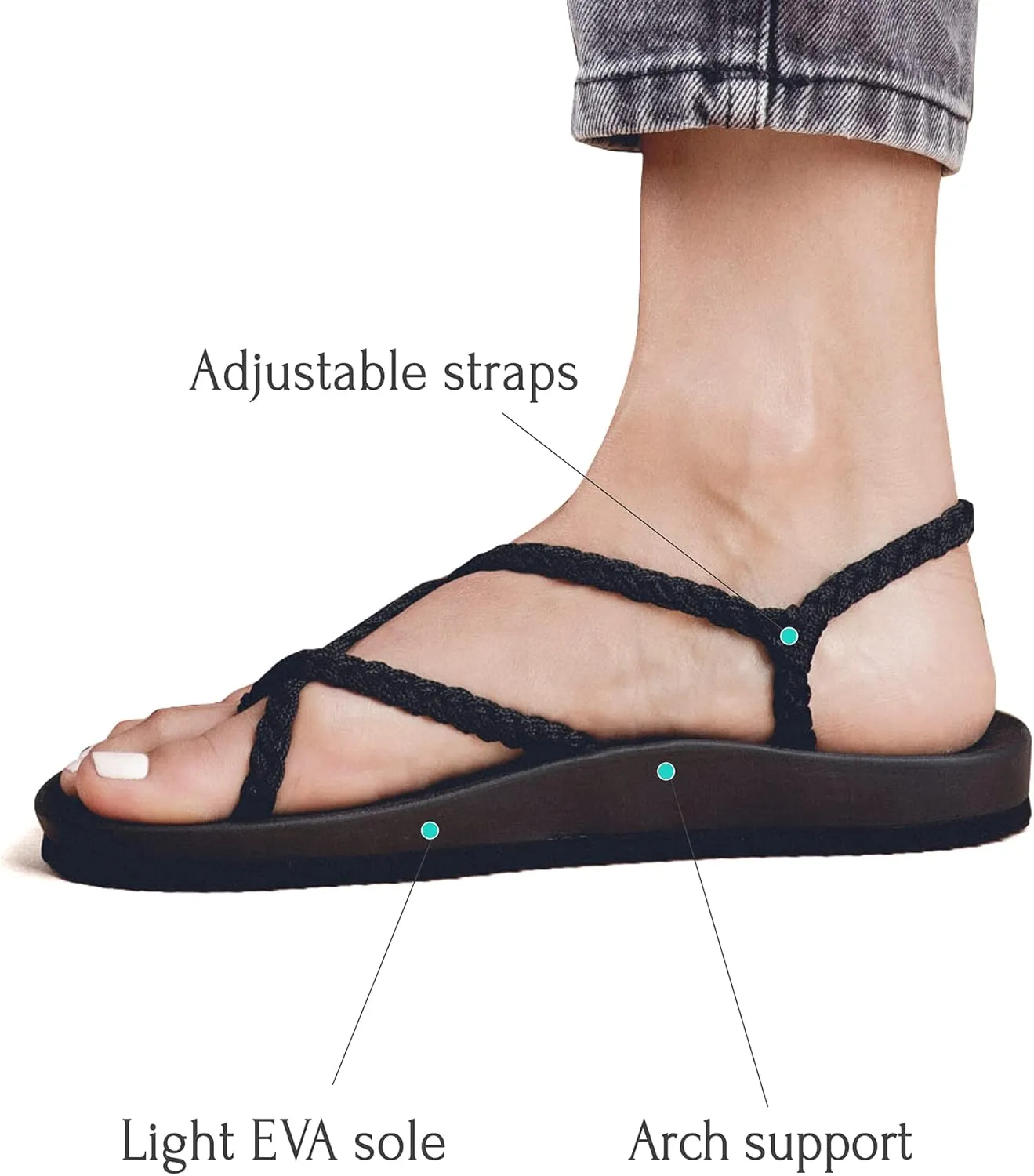 Plaka Lagoon Arch Support Sandals for Women - Comfort Collection, Strappy Braided & Water-Resistant Design - Ideal for Walking, Beach & Summer Use - Patented Sole